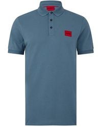 HUGO - Deruso Short Sleeve Polo Shirt With Logo Detail And Ribbed Collar - Lyst