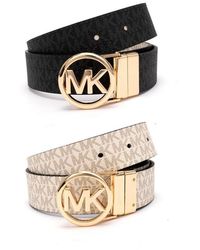 MICHAEL Michael Kors - Reversible Mk Logo Leather Belt - Lyst