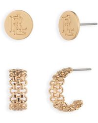 Ralph Lauren - Chain Logo Duo Earrings Set - Lyst
