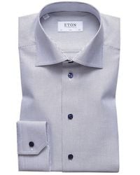 Eton of Sweden Slim Fit Weave Shirt - Blue