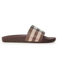 Burberry - Furley Check Slides - Lyst