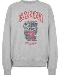 Ganni - Crown Margaret Kitty Crew Sweatshirt - Lyst
