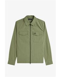 Fred Perry - Long Sleeve Zip Overshirt - Lyst