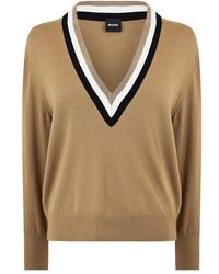 BOSS - Felipina Vn Knitted Jumper - Lyst