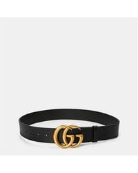 Gucci - Wide Leather Belt With Double G Buckle - Lyst