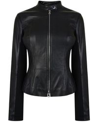 HUGO Liras Leather Jacket - Black