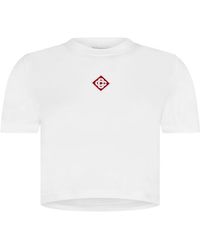 CASABLANCA - Logo Cotton Cropped Baby T-Shirt - Lyst