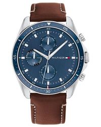 Tommy Hilfiger - Stainless Steel Leather Strap Watch - Lyst