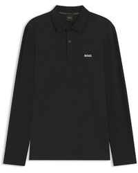 BOSS - Long-Sleeve Polo Top With Logo Detail (Plisy) - Lyst