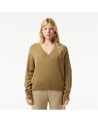 Lacoste - Relaxed Fit Carded Wool Moss Stitch Sweater - Lyst