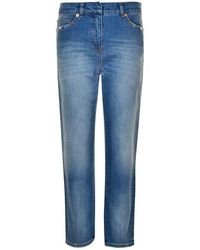 Valentino Cropped Boyfriend Jeans - Blue