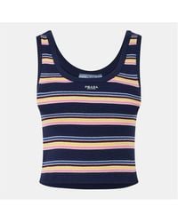 Prada - Striped Tank Vest - Lyst