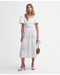 Barbour - Joanne Broderie Midi Dress - Lyst