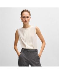 BOSS - Bemiula Pleat-Front Sleeveless Blouse - Lyst