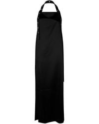 Off-White c/o Virgil Abloh - Belted Satin Halter Neck Evening Maxi Dress - Lyst