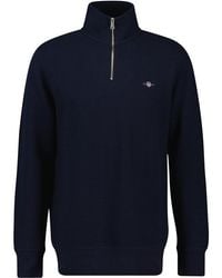 GANT - Textured Half Zip Sweatshirt - Lyst