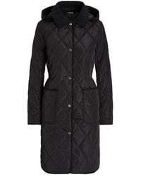 Ralph Lauren - Corduroy Trim Quilted Detachable Hood Long Sleeve Short Puffer Jacket - Lyst