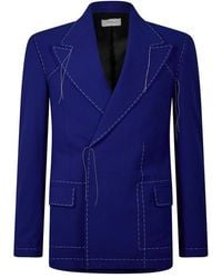 Off-White c/o Virgil Abloh - Body Stitch Double-Breasted Contrast Stitching Long Sleeve Blazer - Lyst