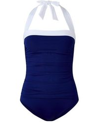 Ralph Lauren - Shirred Contrast Trim Swimsuit - Lyst