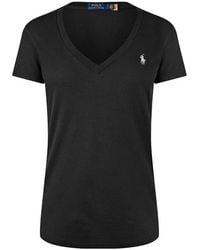 Polo Ralph Lauren - Logo-Embroidered V-Neck Cotton-Jersey T-Shirt - Lyst
