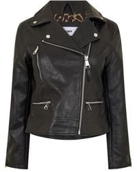 DKNY - Faux Leather Jacket - Lyst