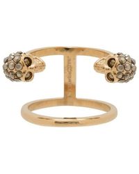 McQueen - Skull Brass Double Ring - Lyst