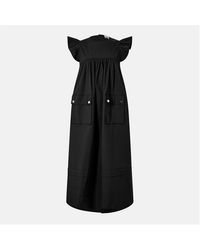 Ganni - Frill Textured Lightweight Smock Dress - Lyst