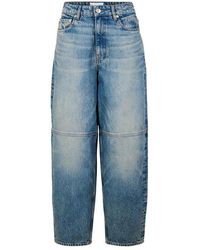 Ganni - Tapestry Denim Cropped Straight Leg Jeans - Lyst