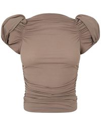 Magda Butrym - Puff Sleeve Ruched Slim Fit T-Shirt - Lyst