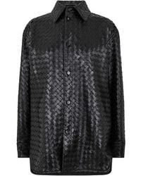 Bottega Veneta - Intrecciato Curved-Hem Leather Shirt - Lyst