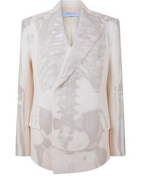 Off-White c/o Virgil Abloh - Body Scan Relax Skeleton Graphic Long Sleeve Double-Breasted Denim Jacket - Lyst