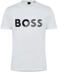 BOSS - Tape Logo Cotton T-Shirt - Lyst