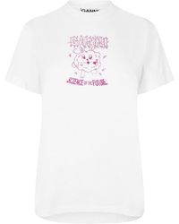 Ganni - Basic Pink Bunny Organic Cotton T-shirt - Lyst
