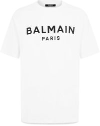 Balmain - Paris Print Logo Cotton T-Shirt - Lyst