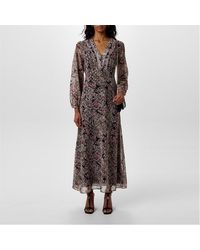 BOSS - C Dennas Semi-Sheer Long Sleeve V-Neck Maxi Dress - Lyst