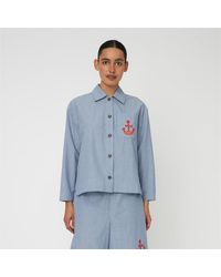 Stella Nova - Striped Anchor Embroidered Shirt - Lyst