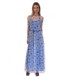 Emporio Armani - Semi Sheer Floral Print Maxi Dress - Lyst
