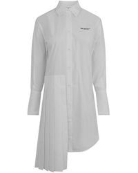 Off-White c/o Virgil Abloh - Off Diag Plisse Collared Knee Length Dress - Lyst