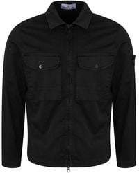 Stone Island - Raso Cotton Long Sleeve Zip Overshirt - Lyst