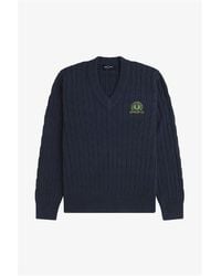 Fred Perry - Badge Laurel Wreath Knitted Crew Neck Jumper - Lyst