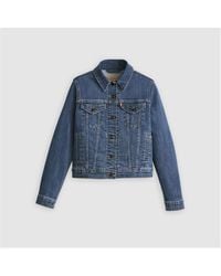 Levi's - Ex-Boyfriend Trucker Cotton Long Sleeve Point Collar Denim Jacket - Lyst