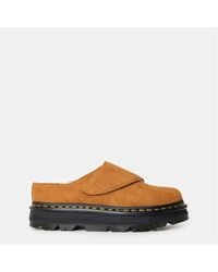 Dr. Martens - Zebzag Suede Platform Slip On Flat Mules - Lyst