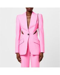McQueen - Slashed Single-Breasted Wool Long Sleeve Blazer - Lyst