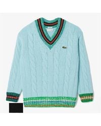 Lacoste - Cable Knit V-Neck Sweater - Lyst