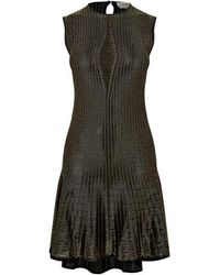 Alexander McQueen - Metallic Flared Knitted Mini Dress - Lyst