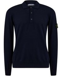Stone Island - Button Wool Polo Shirt - Lyst