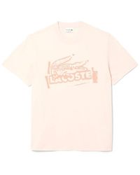Lacoste - Printed Cotton Jersey T-Shirt - Lyst