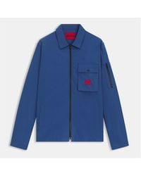HUGO - Emmond Cotton Long Sleeve Zip Overshirt - Lyst
