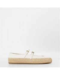 Prada - Nappa Leather And Raffia Ballerinas - Lyst
