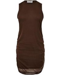 Saint Laurent - Ruched Stretch-tulle Mini Dress - Lyst